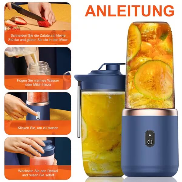 Smoothie-Maker Mixer Smoothie Maker To Go, Mini Standmixer Tragbar, Portable Blender – Bild 2