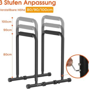 DH FitLife Dip Barren Bars | Dip Station | Kraftstation Fitnessgerät für Zuhause | Parallettes Calisthenics Training Equipment | Krafttraining 80-100 cm individuell verstellba