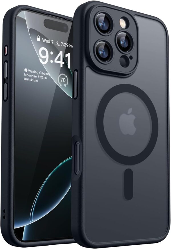 iPhone 16 Pro Max Hülle mit Kameraschutz für Magsafe (TOP Militärschutz & Magnetkraft) Extrem Haltbarkeit Hülle iPhone 16 Pro Max Case Stoßfest, Schwarz