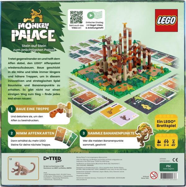 Dotted Games - Monkey Palace: EIN Lego Brettspiel – Stein auf Stein zum prächtigsten Palast! Lustiges Familien-Baustein-Spiel für Kinder und Erwachsene - Alter 10+, 2-4 Spieler, 45 Minuten pro Partie – Bild 2