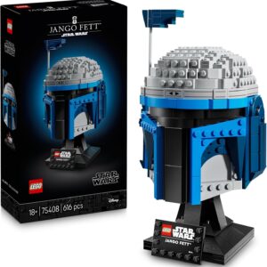 LEGO Star Wars 75408 Jango Fett Helm - Mandalorian Bauset für Erwachsene - Modell mit Ständer, Namensschild und Verstellbarer Antenne - Geschenk für Fans von Angriff der Klonkrieger