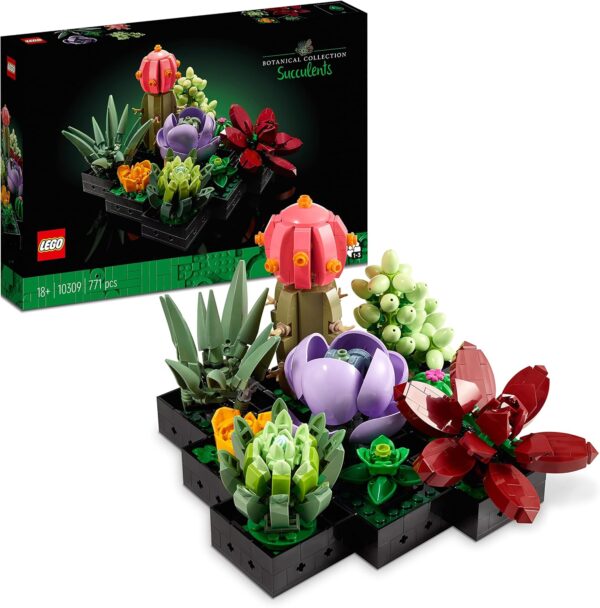 LEGO Botanicals Sukkulenten - Künstliche Blumen Bauset für Erwachsene - Blumenstrauß Bauset - Kreatives Hobby und Home Deko - Geschenkidee für Frauen & Männer - Botanik Kollektion (9 Pflanzen) 10309