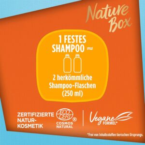 Nature Box festes Shampoo Feuchtigkeit (85 g), festes Haarshampoo mit Kokosnussöl spendet den Haaren Feuchtigkeit bis in die Tiefe, Haarpflege-Shampoo in recycelbarer Verpackung