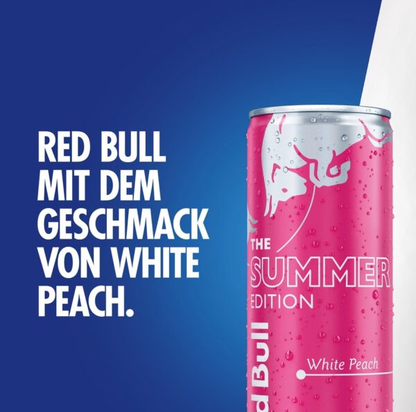 Red Bull Energy Drink Summer Edition White Peach - 24er Palette Dosen - Getränke mit White Peach Geschmack, EINWEG (24 x 250 ml)