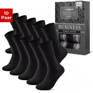 Businesssocken 10 Paar Herren Socken Premium Business Socken atmungsaktive Baumwolle mit Komfortbund & ohne Naht, verpackt in einer edlen Box - 39-42