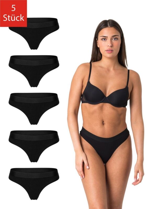 ELSIE String Unterhosen Damen String Tanga Damen aus 95% Baumwolle mit Stretch (Packung, 5-St., 5er-Pack Größe S) Bequeme Unterwäsche Frauen Slip Damen