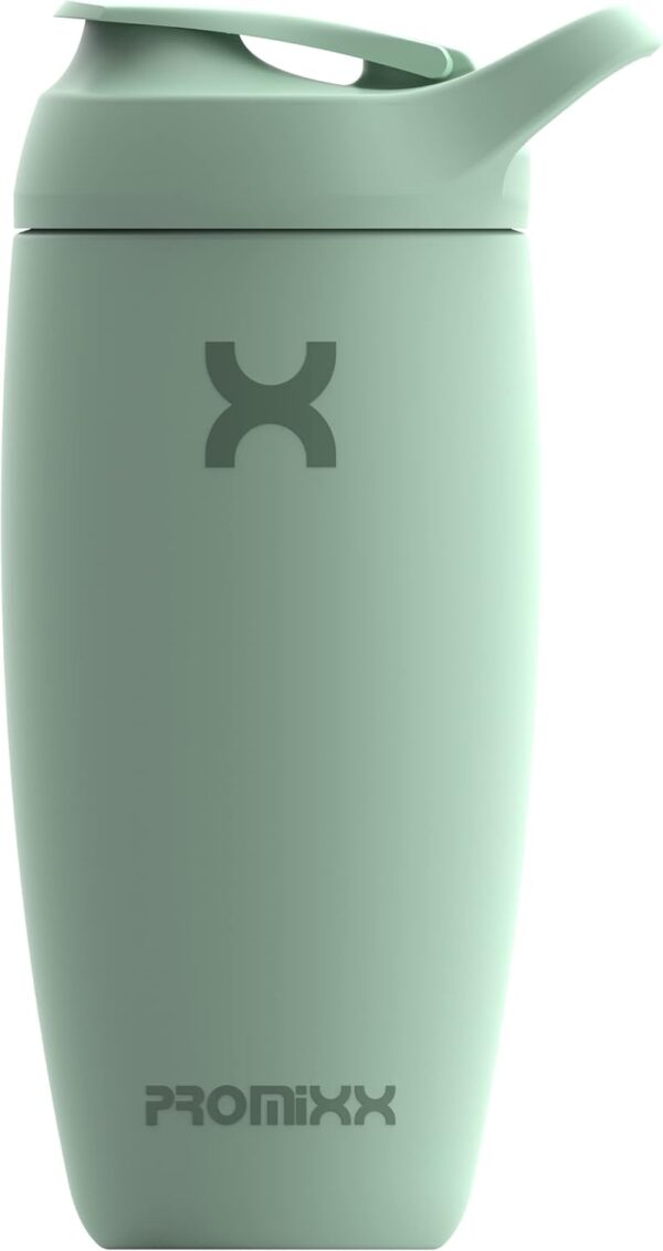 Eiweiß Shaker Flasche Neue Edition – Isolierte Edelstahl-Wasserflasche und Mixerbecher, 550ml, Seegras Grün
