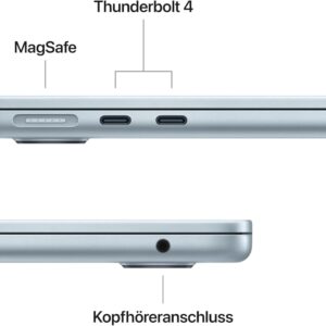 Apple MacBook Air (13", Apple M4 Chip mit 10‑Core CPU und 8‑Core GPU, 16GB Gemeinsamer Arbeitsspeicher, 256 GB) - Himmelblau