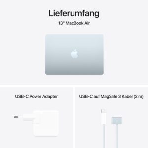 Apple MacBook Air (13", Apple M4 Chip mit 10‑Core CPU und 8‑Core GPU, 16GB Gemeinsamer Arbeitsspeicher, 256 GB) - Himmelblau