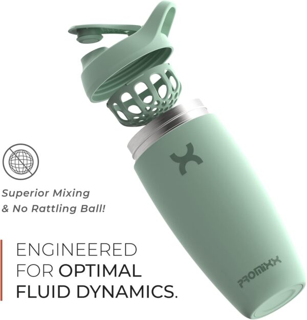 Eiweiß Shaker Flasche Neue Edition – Isolierte Edelstahl-Wasserflasche und Mixerbecher, 550ml, Graphitgrau – Bild 3