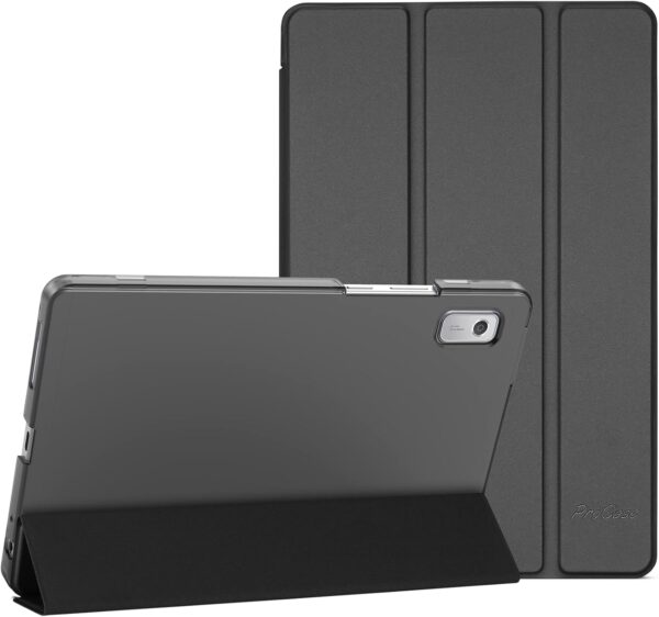 ProCase Hülle für 9 Zoll Lenovo Tab M9 22,86 cm (1340x800, HD Display) Dreifach Falt Klapp Schutzhülle Ultra Leicht Ständer Cover Translucent Frosted Rückhülle –Schwarz
