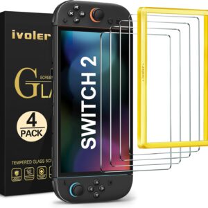 4 Stück Schutz Glas Kompatibel für Nintendo Switch 2 Model 2025, Schutzfolie Mit Positionierhilfe, 9H Härte Schutzglas, Anti-Kratz, HD Klar, Anti-Bläschen