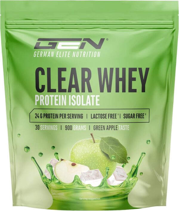 Clear Whey Isolate Proteinshake - Fruchtig & erfrischender Eiweiß-Shake - Hochwertiges Molkenprotein-Isolat (900g, Green Apple)
