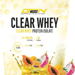 Clear Whey Isolate Proteinshake - Fruchtig & erfrischender Eiweiß-Shake - Hochwertiges Molkenprotein-Isolat (1x 900 g, Tropischer Punsch)