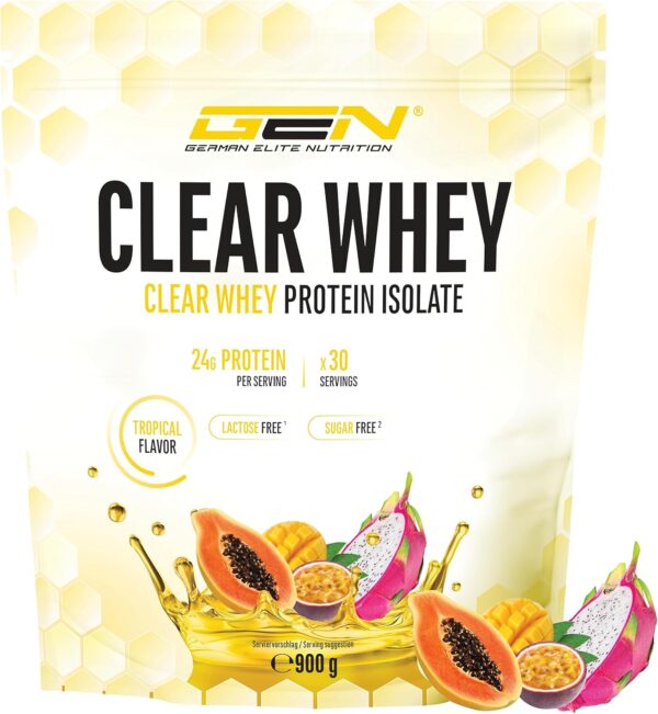 Clear Whey Isolate Proteinshake - Fruchtig & erfrischender Eiweiß-Shake - Hochwertiges Molkenprotein-Isolat (1x 900 g, Tropischer Punsch)